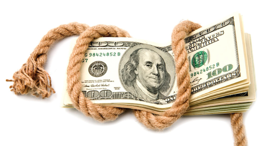 Cash with rope around it